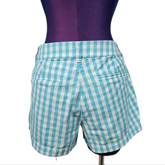 J. Crew Aqua & White Gingham‎ Chino Shorts Size 6 Women's Q35 - Picture 7 of 12